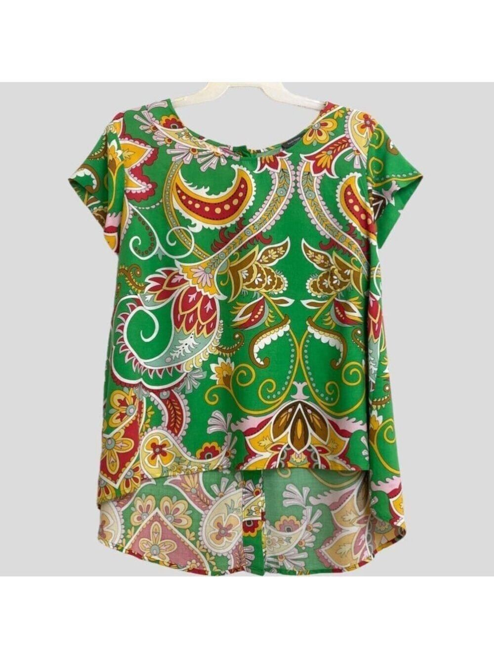Haute Hippie Women’s 1X Boho Chic Green-Multi Rayon Top Paisley Print